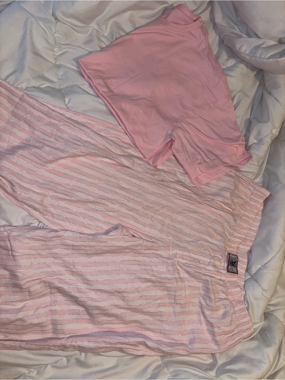Women’s Victoria’s Secret Pink Striped Pajama Set - Soft Sleepwear